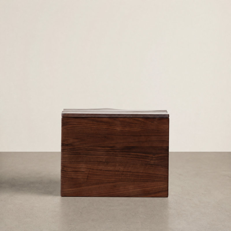 Petite et étroite table de chevet en noyer noir 19,76 po avec 2 tiroirs
