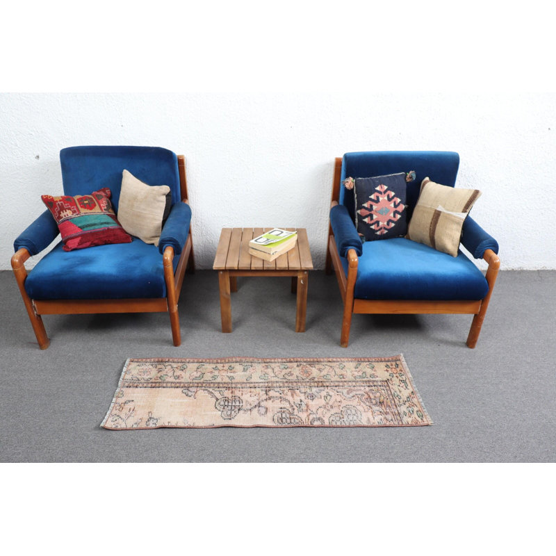 Vintage Handmade Turkish Runner - Bohemian Style Decorative Small Rug for Hallway