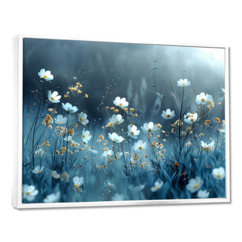 Bibeau - Wildflowers Wall Art Living Room, Toile encadrée flottée blanche, H 12 po x l 20 po x P 1 po