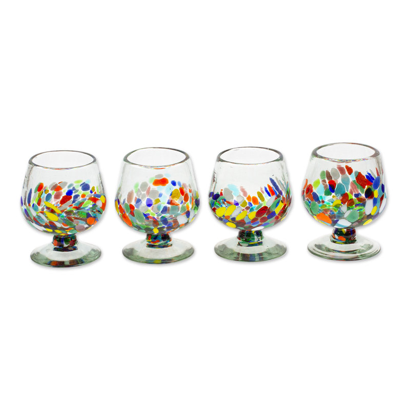 Ensemble de 4 verres à pied en verre faits à la main Brayden Studio®