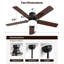 Ventilateur de plafond 42 pouces 5 pales réversible sans fil avec télécommande-805848060-813344741