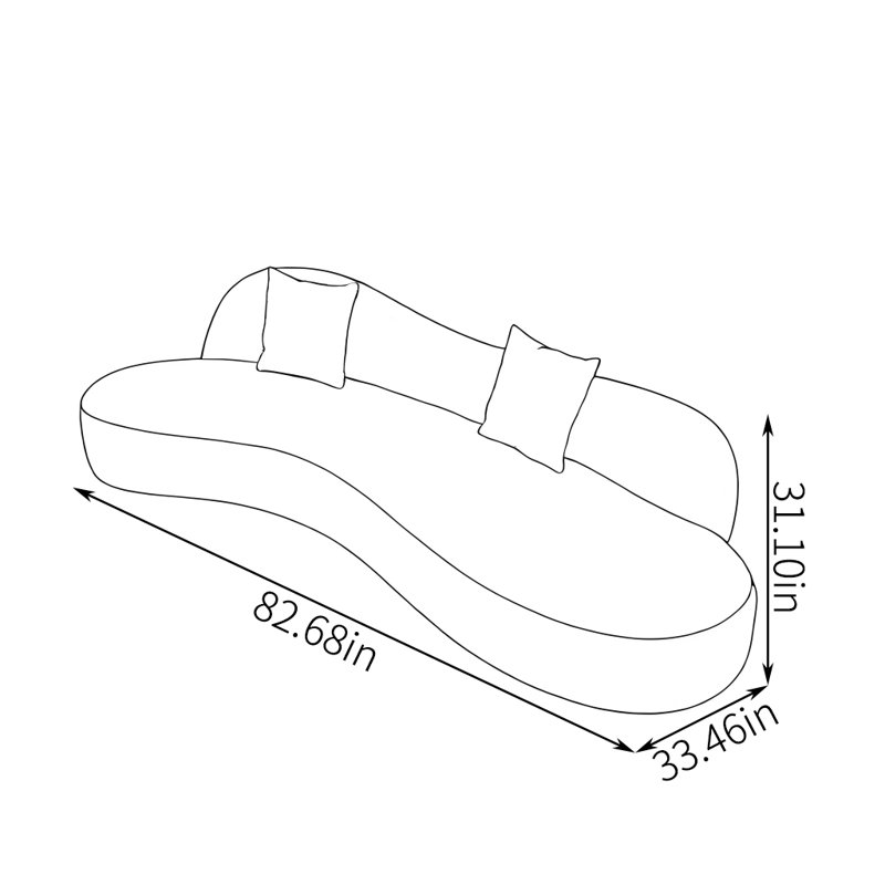 Canapé européen, H 31,1 po x l 82,68 po x P 33,46 po