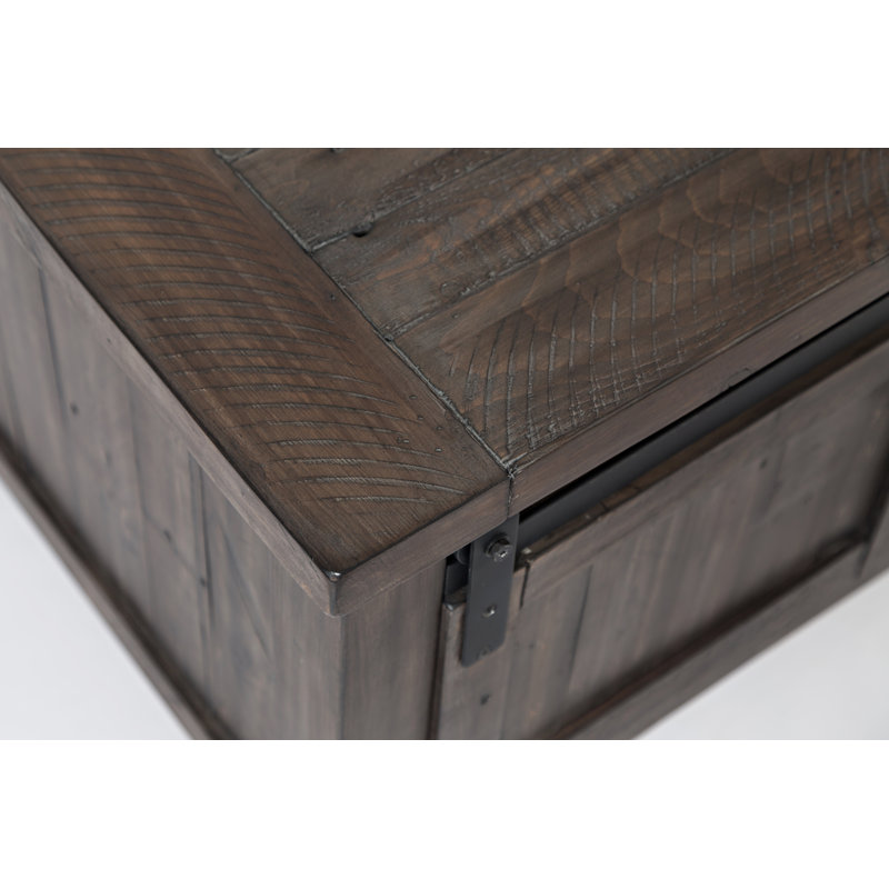 Table basse avec rangement en bois massif Karley, Brun