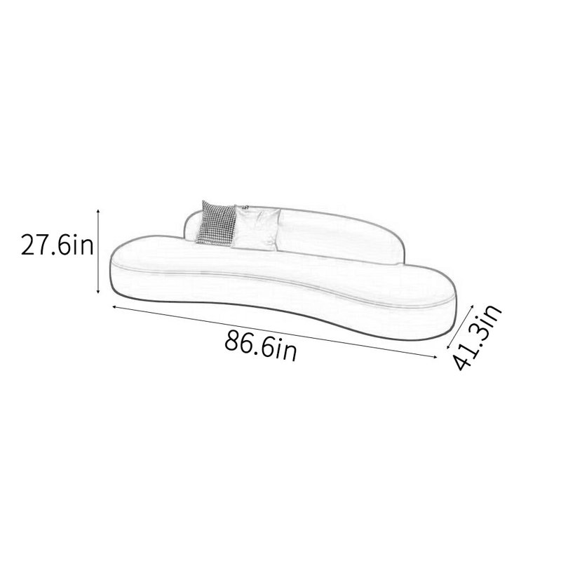 Canapé de bureau Art Modern, H 27,6 po x l 86,6 po x P 41,3 po