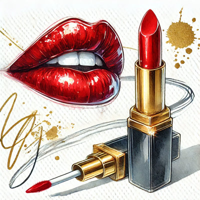 Bold Elegance: Red Lips and Lipstick Canvas Art Print