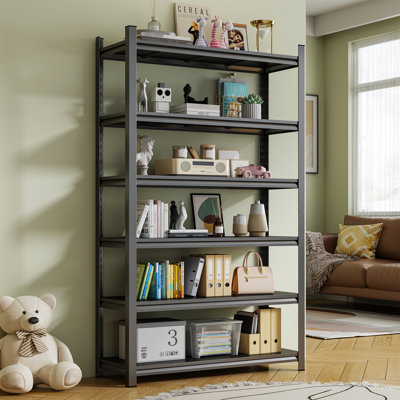 6 - Story Metal Home And Supermarket Storage Unit, Adjustable Shelves, Black, Easy Assembly Tools Story, Metal, Garage, Basement, To Install With Provided