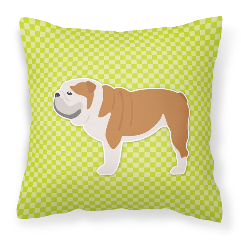Coussin décoratif intérieur/extérieur carré english bouledogue, Vert, H 18 po x l 18 po x P 3 po