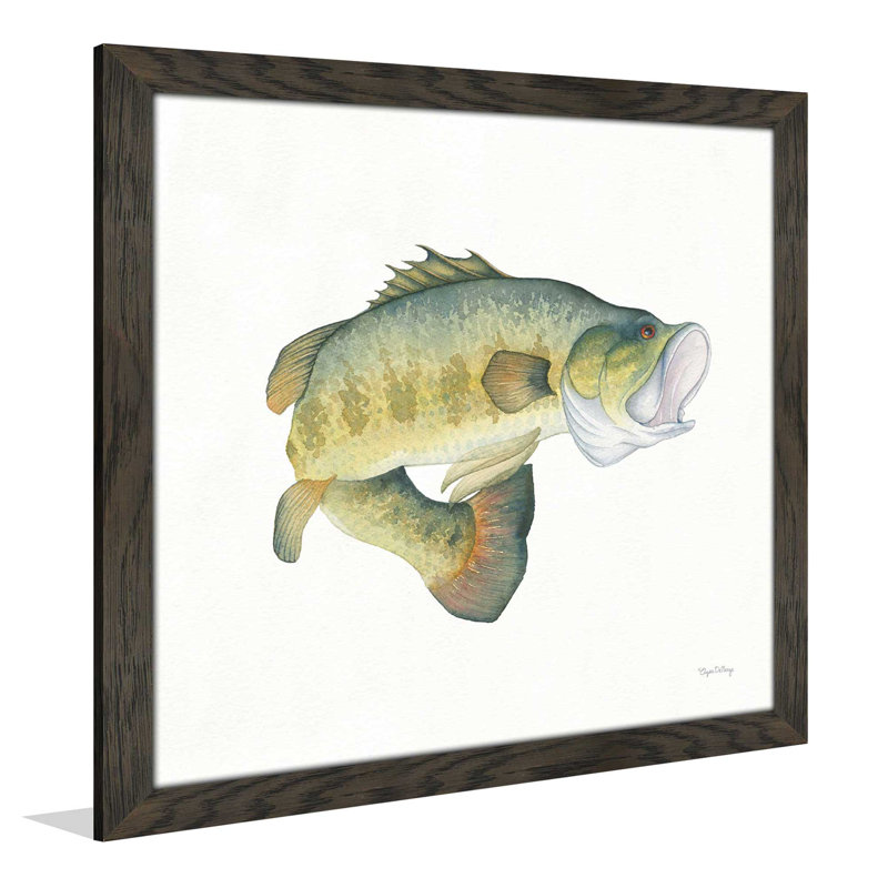 " Gone Fishin Large Mouth ", Chocolate Distressed Framed, 21.5" H x 21.5" W x 0.75" D