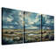 «Blue Storm Clouds Over Grassy Plains with Lightning», ensemble de 3 toiles murales-54680958