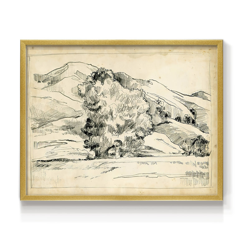Mountain Sketch II -Framed Print - Restickable