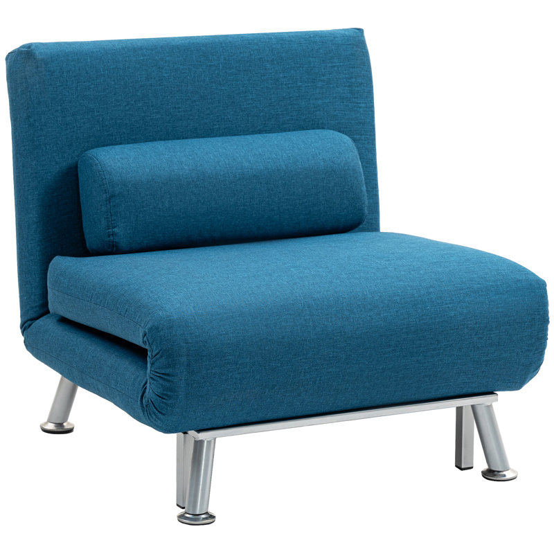 Romine Folding 5 Position Convertible Sleeper Chair Sofa Bed Blue