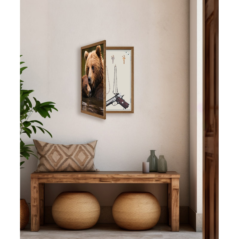 Art mural brun avec rangement secret - 17 po x 21 po - cadre brun