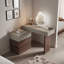 Bureau de coiffeuse moderne à deux tons avec 5 tiroirs de différentes tailles, commode à poignées cachées
