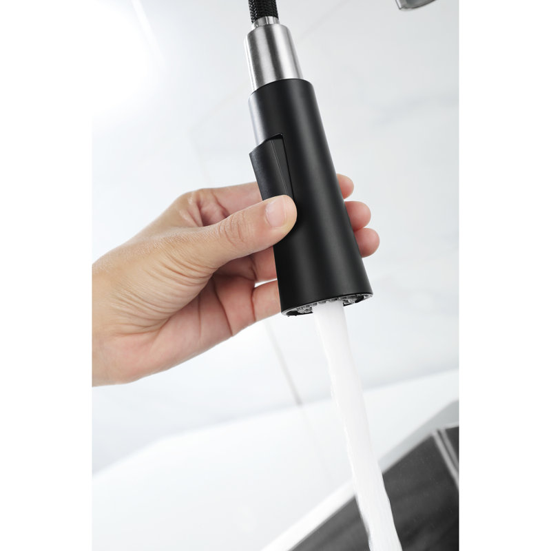 Matte Black Pull Down Kitchen Faucet, 1.8 Gpm Stainless Steel With Soap Dispenser For Deck Mount Sink, Corrosion Faucet , Steel, Laundry Sink Installation