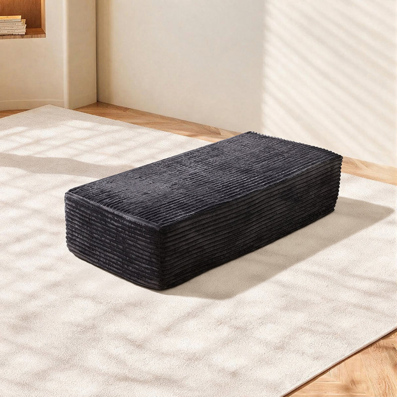 Pouf de sofa, aucun assemblage requis, noir, tissu duveteux