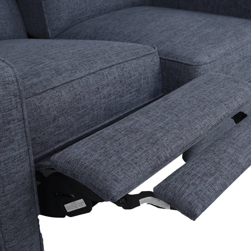 Annchen Upholstered 48.75'' Reclining Loveseat, Dark Blue 100% Polyester