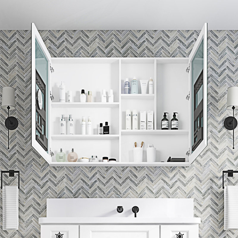 Cabinet d'entrée, armoire à pharmacie à miroir sans cadre l 48 po x H 36 po