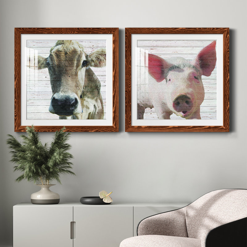 Maude - Ensemble de 2 peintures encadrées, H 34,5 po x l 69 po x P 1 po, Érable encadré