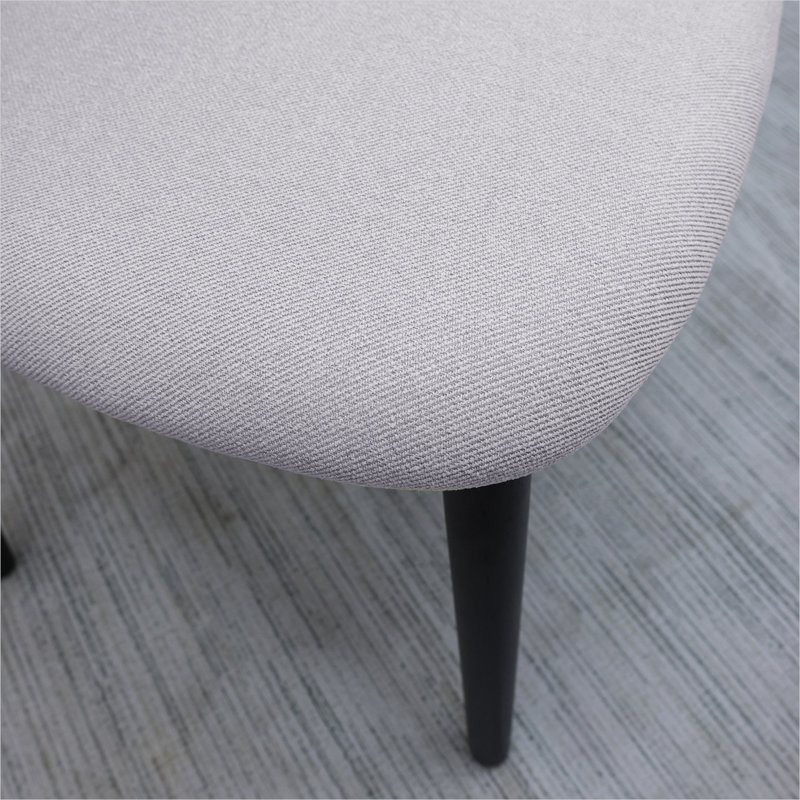 Classic Blue Cotton-Linen Upholstered Dining Side Chair with Black Solid Wood Legs, Set of 4 for Kitchen and Living Room