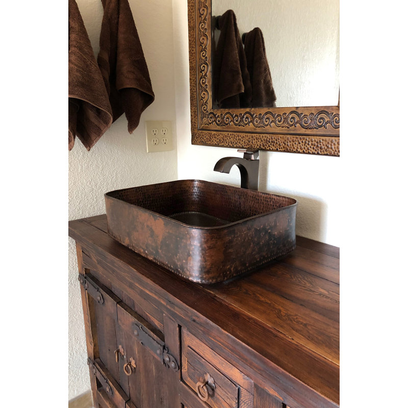 19" Rectangle Tub Hand Forged Old World Copper Vessel Sink