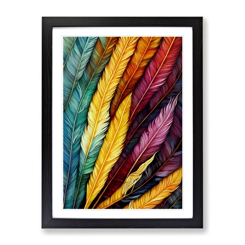 Layered Feathers - Framed Print, Black, 34cm H x 25cm W x 2cm D