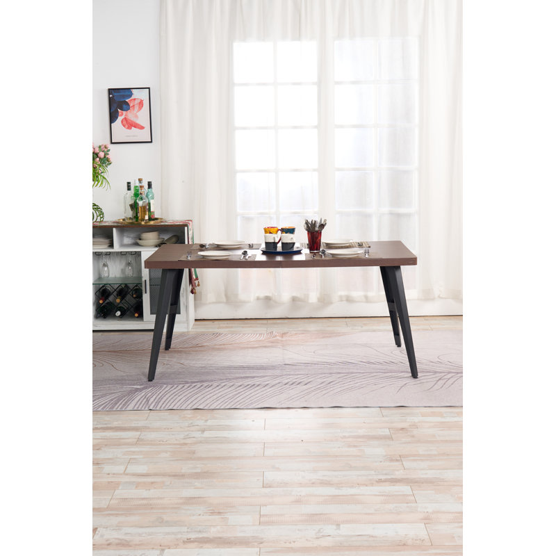 Farukh Rectangular Dining Table for 4-6 People, Kitchen Dining Table Large Dining Table Wooden Kitchen Dining Table, MDF, Brown