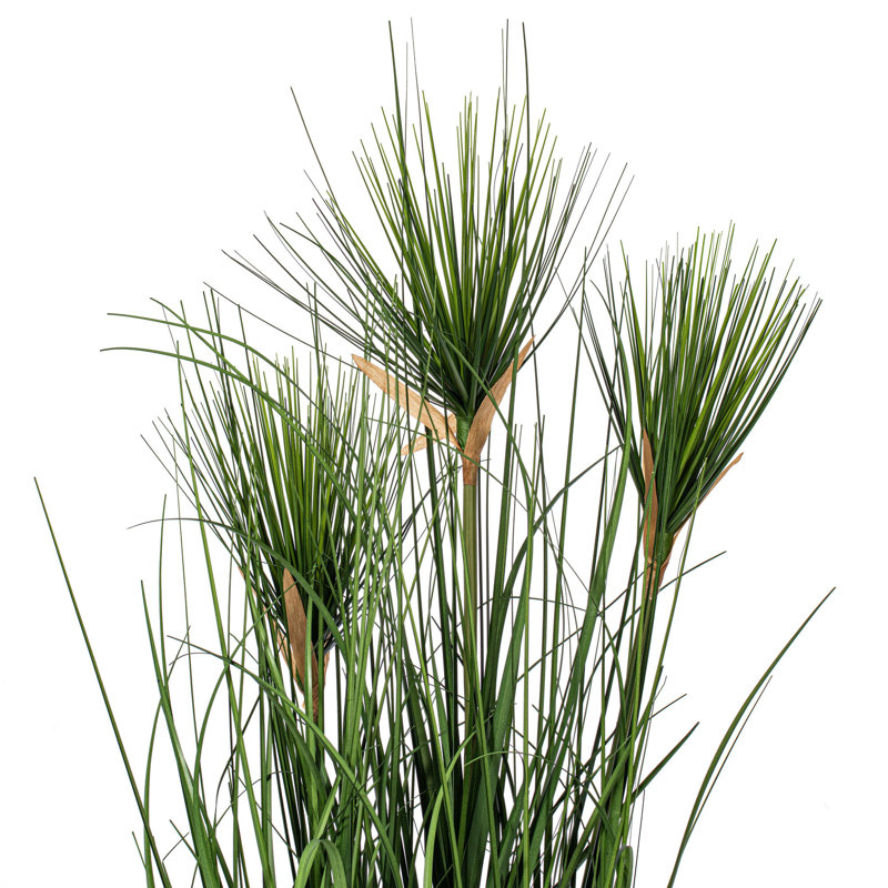 36" Green Artificial Grass Topiary in Black Plastic Pot