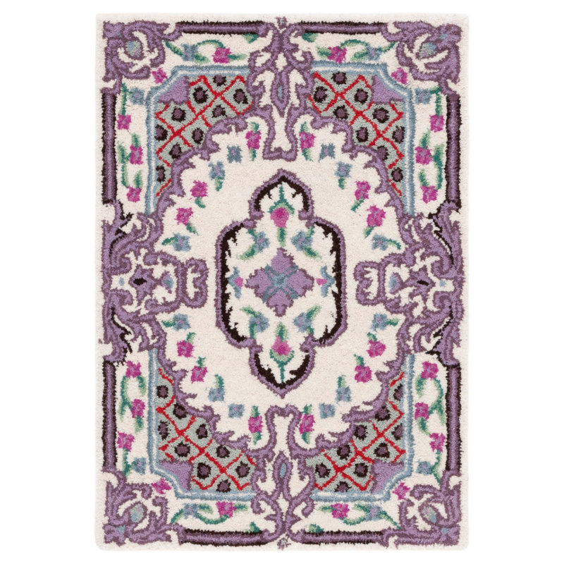 Daran Hand Tufted Wool Floral Rug, Rectangle 2' x 3'