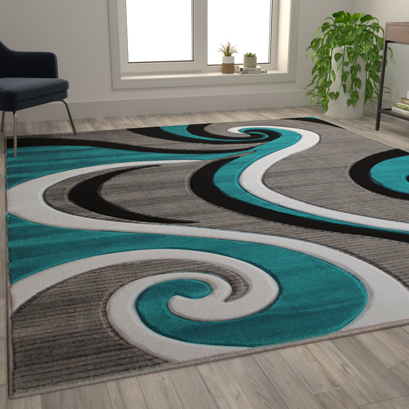 Skaghe Modern High-Low Sculpted Swirl Design Abstract Area Rug, Rectangle 8' x 10'