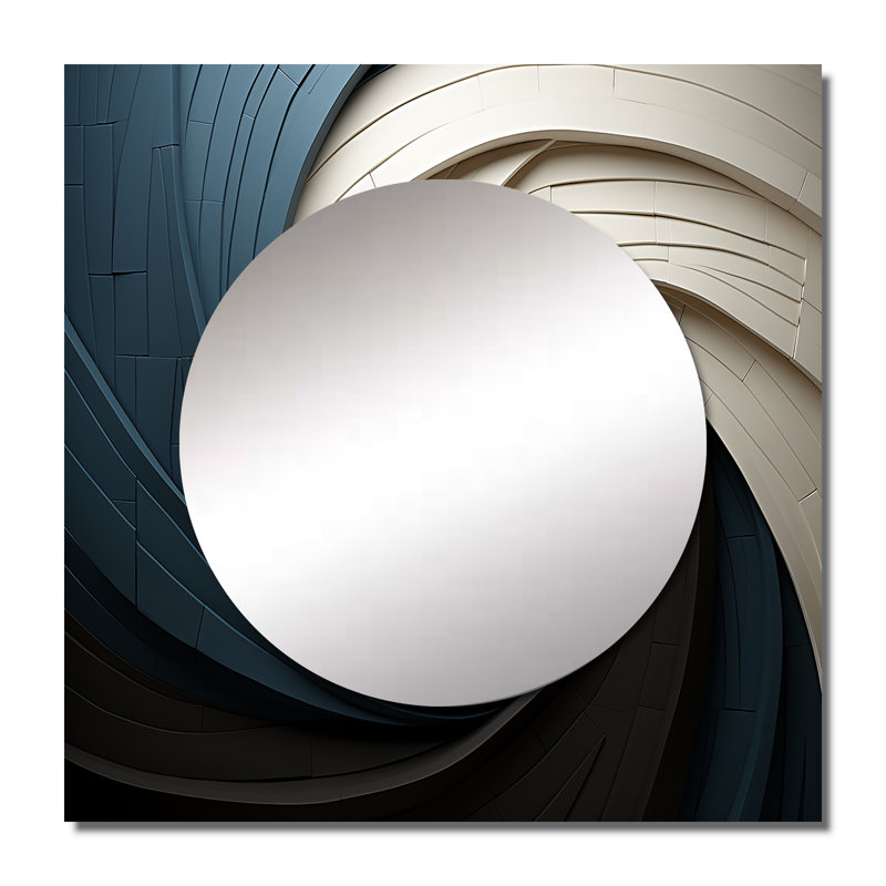 Geometric Spiral I - Abstract Spirals Square Mirror Wall Art For Bathroom, 29" x 29"