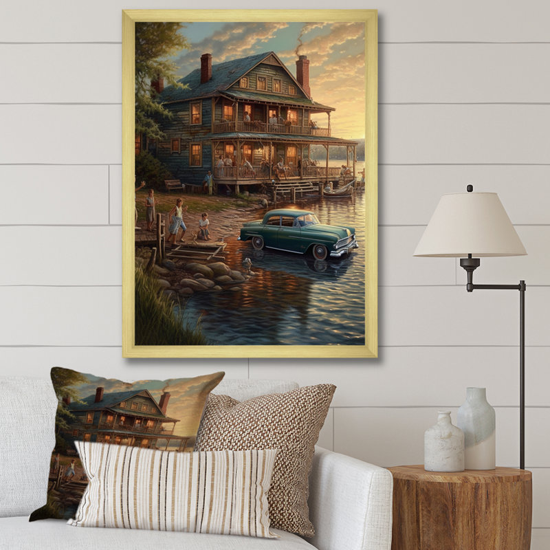 «Richarde Summer Vaccation At The Cottage III», reproduction sur toile, H 20 po x l 12 po x P 1 po, Encadrement doré