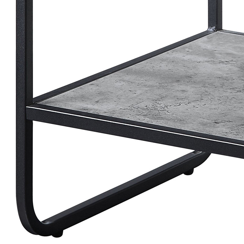 Concrete Grey And Black Bedroom End Table With Surface