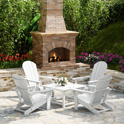 Ensemble de conversation Adirondack pour l'extérieur avec table basse carrée 5 pièces Laguna