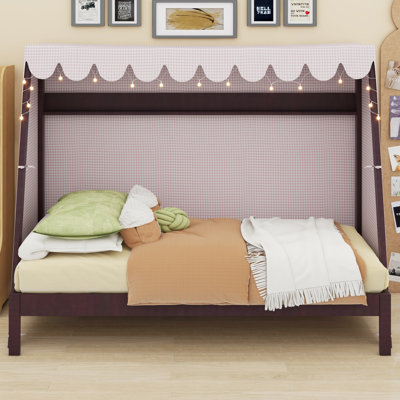 Lit pour enfant Magical House - Tente, lit gigogne, tablette et luminaire encastré