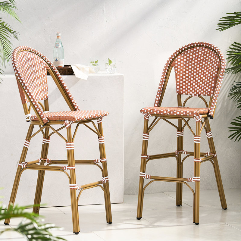 De 2 extérieurs - Design français, rouge rouille / blanc, cadre en aluminium avec finition pour le style jardin, décoration