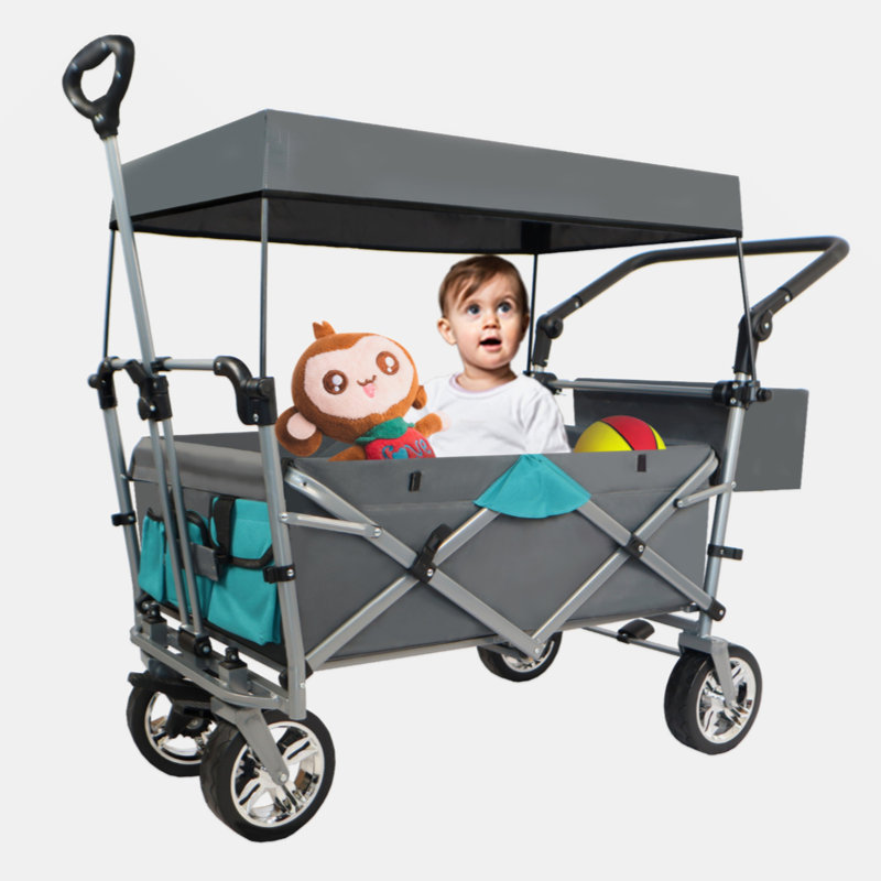 Push & Pull Utility Folding Wagon With Removable Canopy