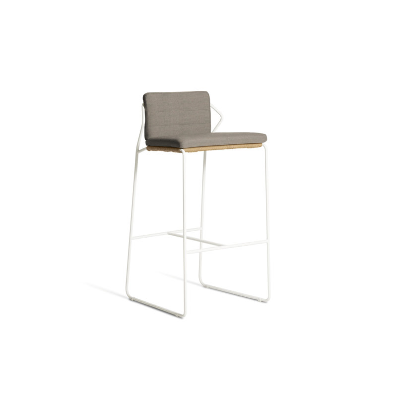 Tabouret de bar avec coussin Sandur, Corde argile / structure blanche, Lanterne ardoisée