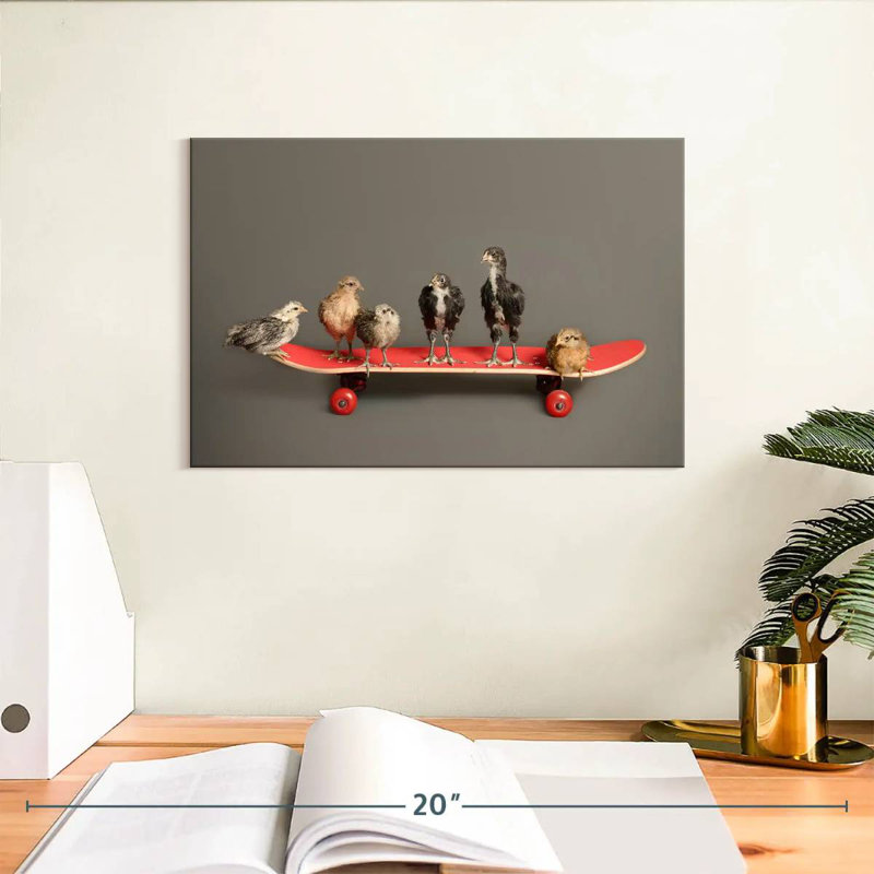 Brampt Chicks On Skateboard, 8" H x 12" W