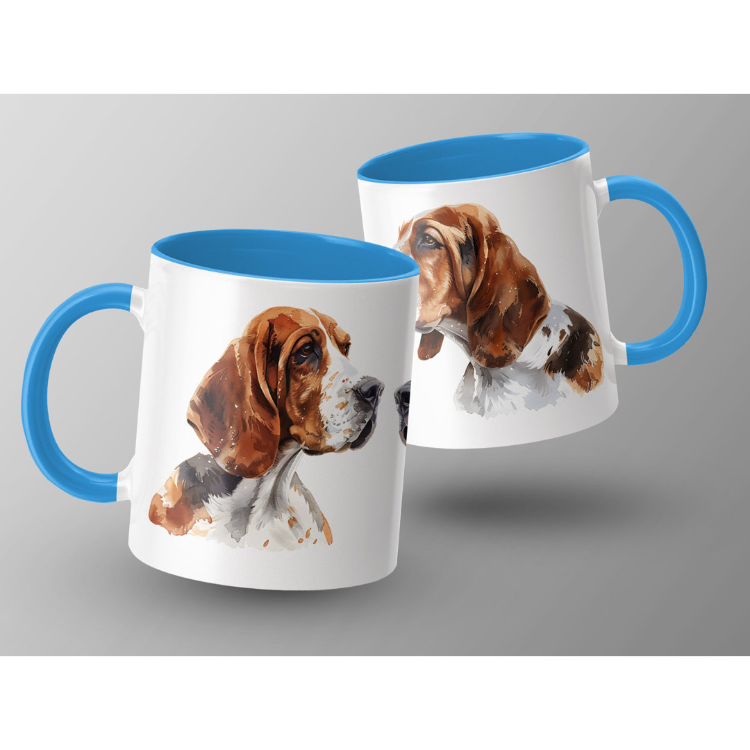 Watercolor Basset Hound Design 11oz Coffee Mug