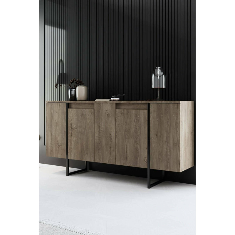 Aanayah 160cm Sideboard, Walnut/Black