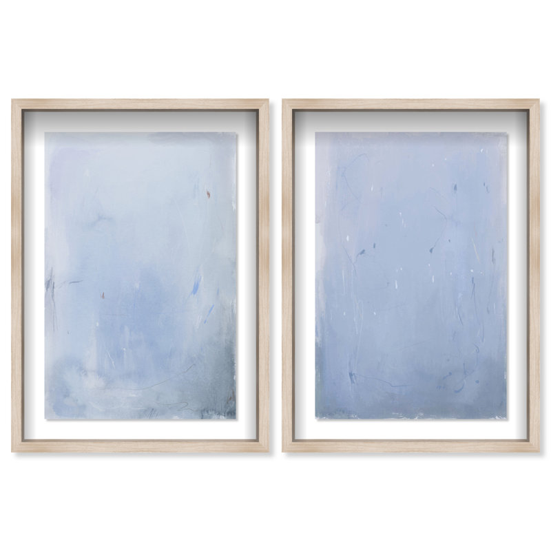Calm Waters Shadowbox Abstract Print by Oliver Gal, Black Frame, 10 x 15, 21"H x 31"W, Natural Oak Shadowbox