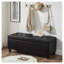 Banc de rangement rembourré capitonné avec similicuir, siège d'entrée noir avec compartiment intérieur et pieds en bois d'hévéa