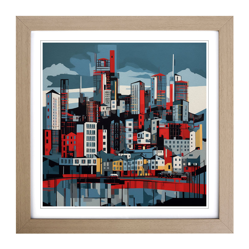 City Of Cork Constructivism - Single Picture Frame Print on Wood, Oak