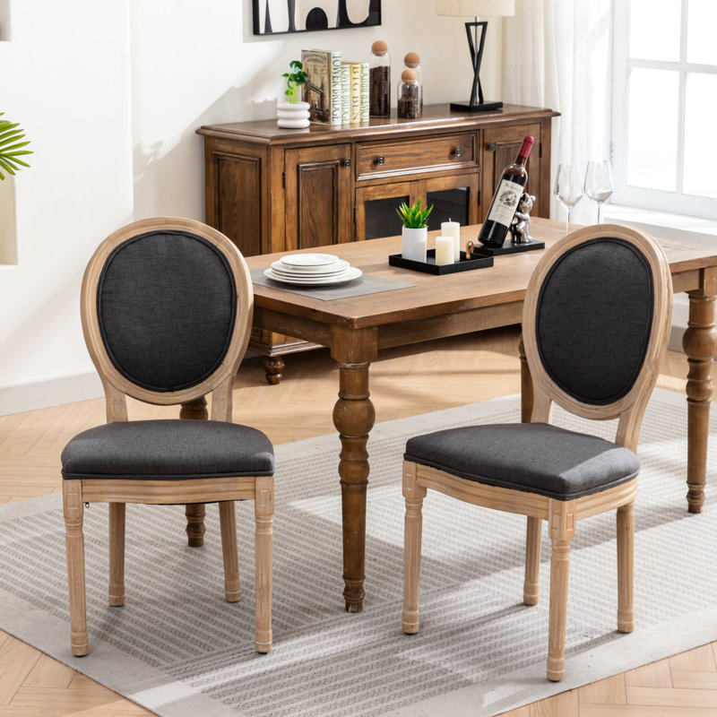 Chaises de salle à manger en lin gris foncé, structure en bois massif français, rembourrage confortable, lin Sw1845dg, solide