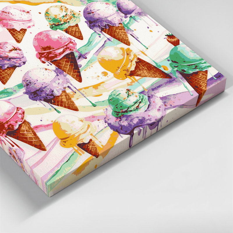Art mural sur toile blanc, Desserts, crème glacée et gâteries glacées, H 20 po x l 24 po