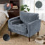 Fauteuil club capitonné en chenille à accoudoirs carrés avec 2 coussins-1509266295