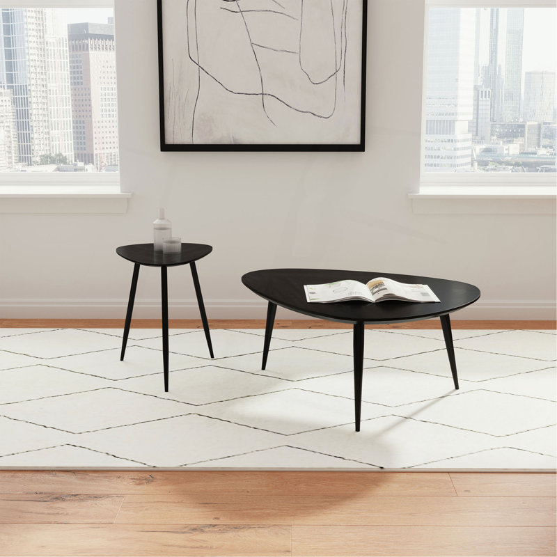 Xander Black 2-Piece Triangular Coffee And End Table Set