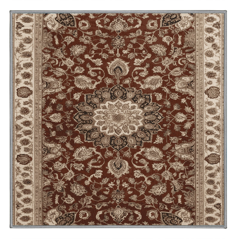 Machine Washable Persian Gray Area Rug, Square 4'