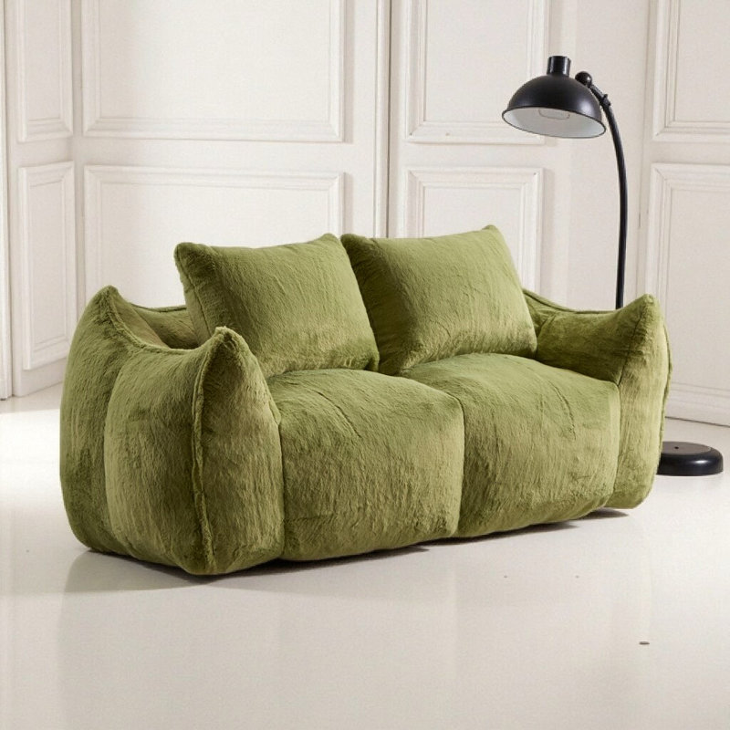 Giant Bean Bag Couch for Adults, Ultra Soft Fluffy Loveseat Bean Bag Sofa, Chase Lounge Chair Indoor for Living Room Bedroom, No Assembly Required Cozy Reading Chair with Pillows
