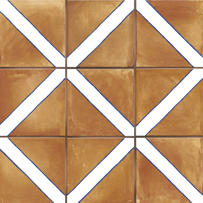 Sentier 8" x 8" Porcelain Wall & Floor Tile, Brown/White/Blue